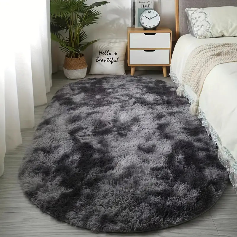Plush Oval Area Rug for Bedroom and Living Room