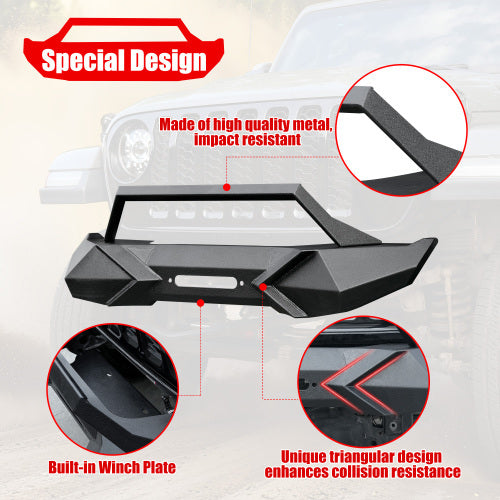 X Style Front Bumper With Winch Plate Compatible With Wrangler JK 2007-2018 JL 2018