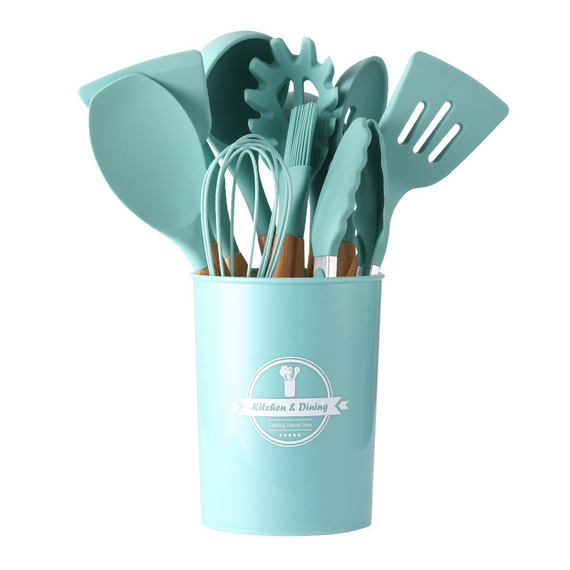 Wooden Handle Silicone Kitchenware 12-Piece