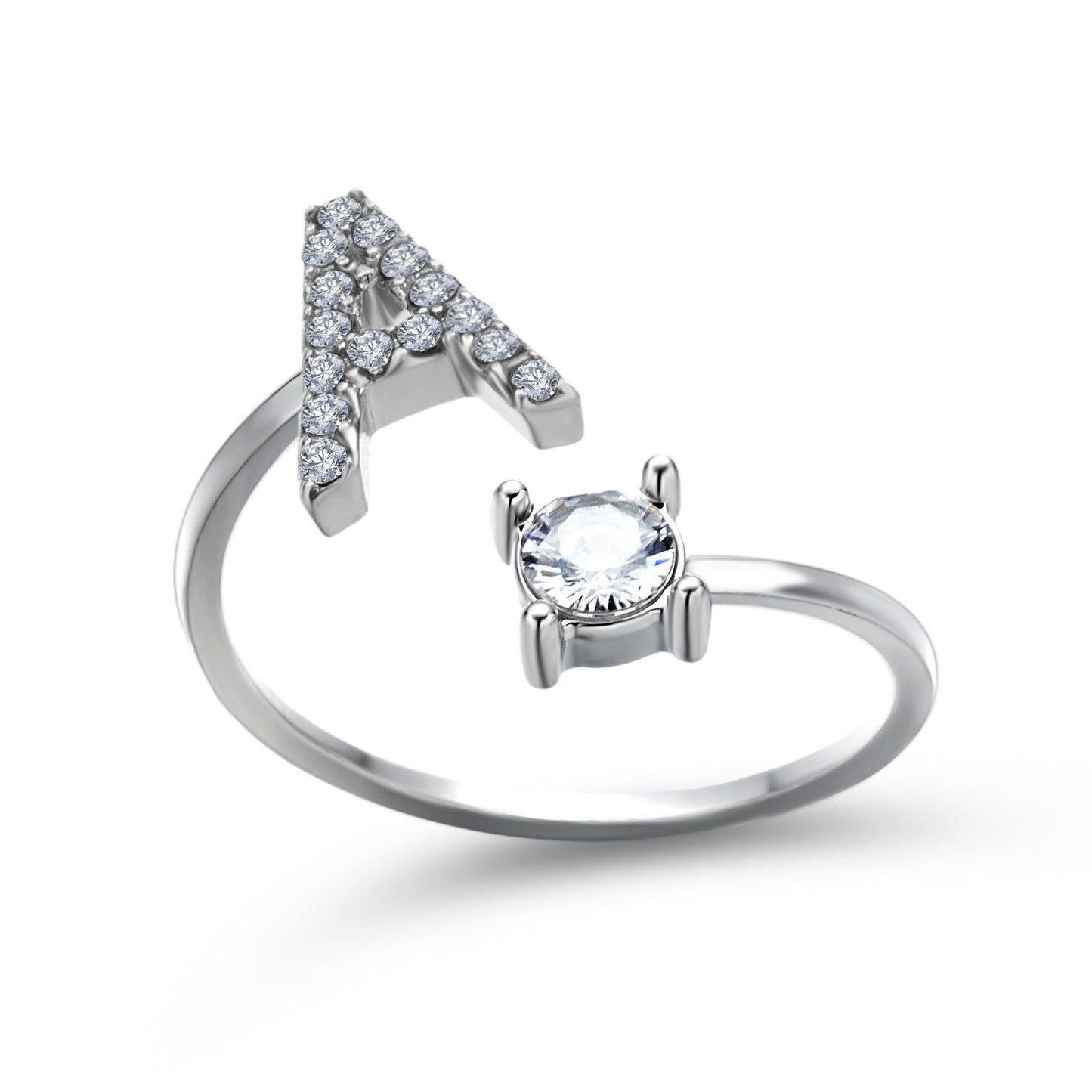 Design Adjustable 26 Initial Letter Ring Fashion Jewelry