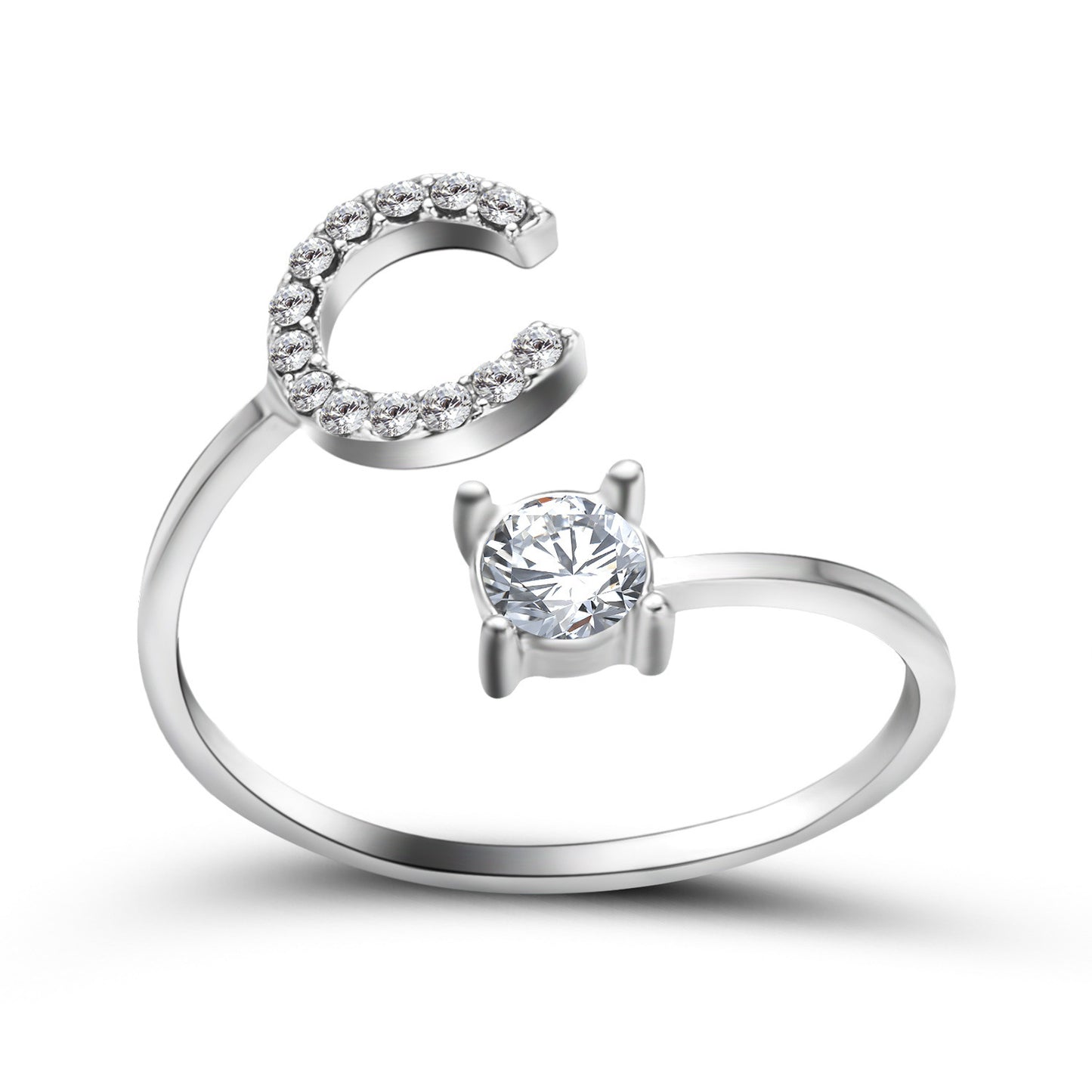 Design Adjustable 26 Initial Letter Ring Fashion Jewelry