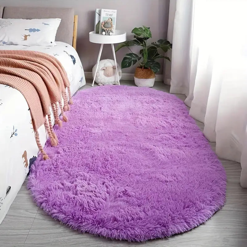 Plush Oval Area Rug for Bedroom and Living Room