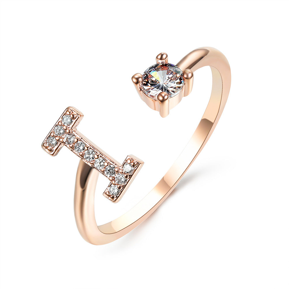 Design Adjustable 26 Initial Letter Ring Fashion Jewelry