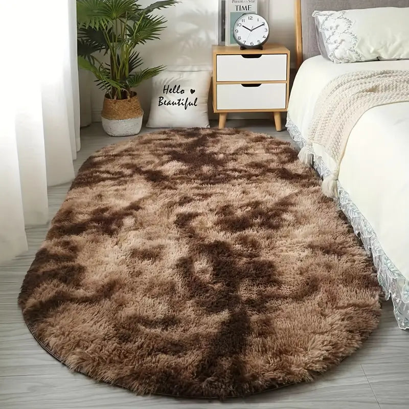 Plush Oval Area Rug for Bedroom and Living Room