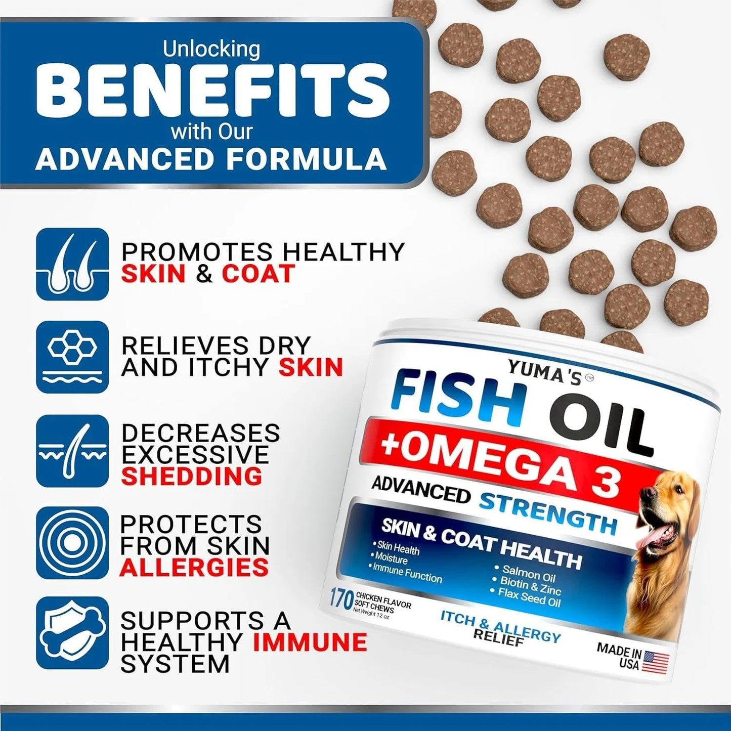 2 Pack Omega 3 Fish Oil For Dogs Skin And Coat Supplement Dry & Itchy Skin Relief