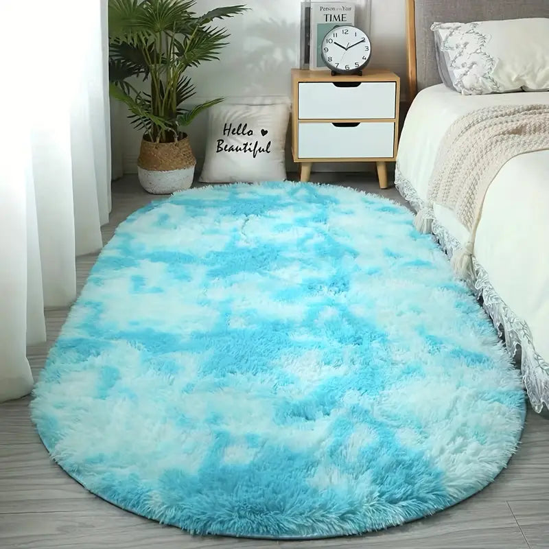 Plush Oval Area Rug for Bedroom and Living Room