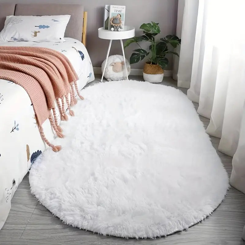 Plush Oval Area Rug for Bedroom and Living Room