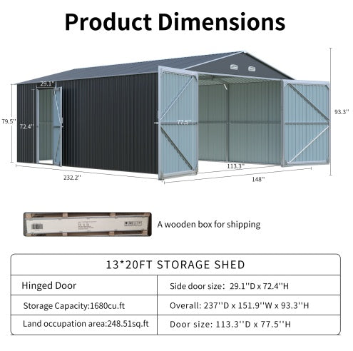 Spacious Outdoor Storage Shed This 13 20FT