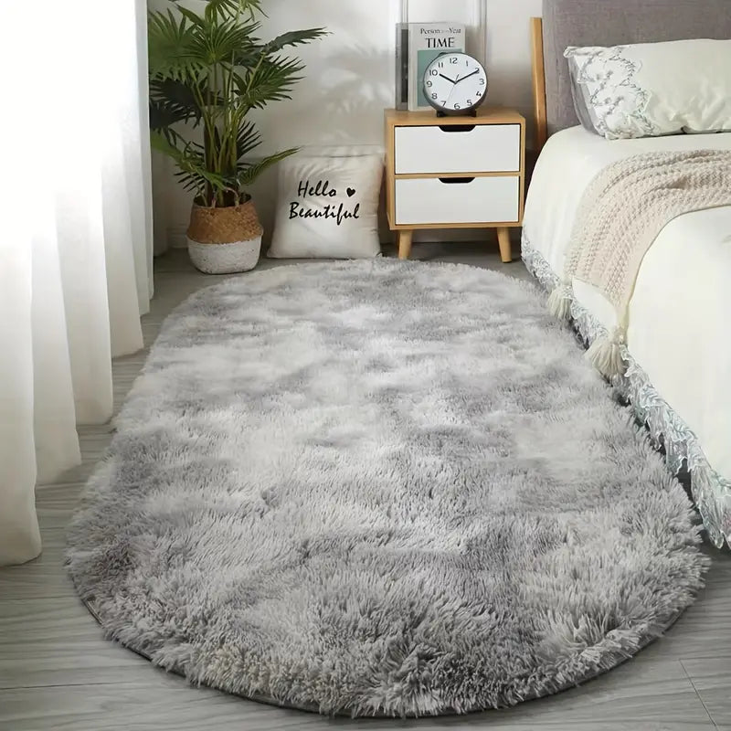 Plush Oval Area Rug for Bedroom and Living Room