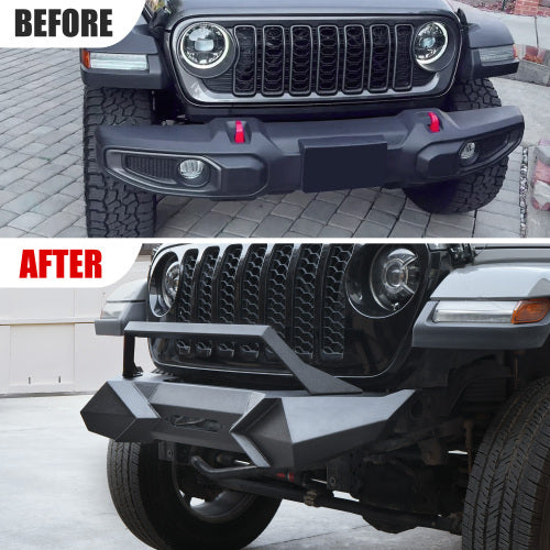 X Style Front Bumper With Winch Plate Compatible With Wrangler JK 2007-2018 JL 2018