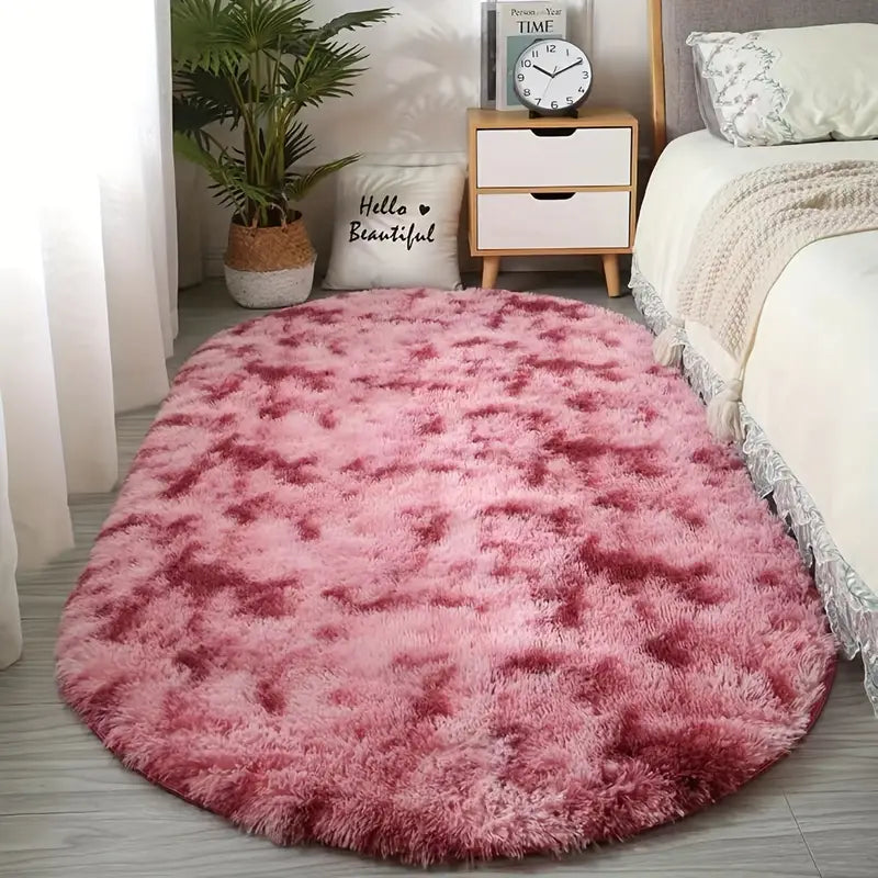 Plush Oval Area Rug for Bedroom and Living Room