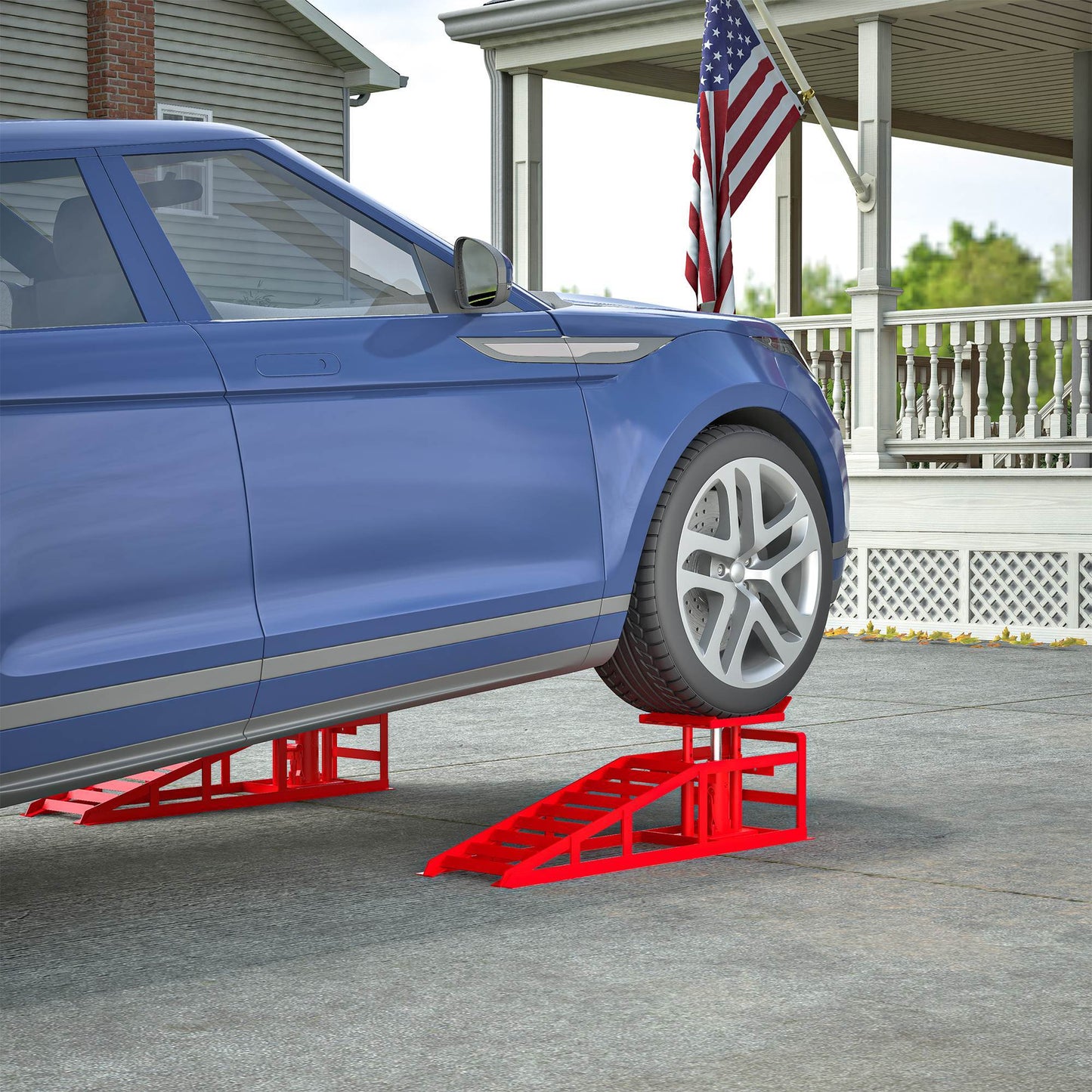2 Pack Hydraulic Car Ramps 5T 11000lbs Low Profile