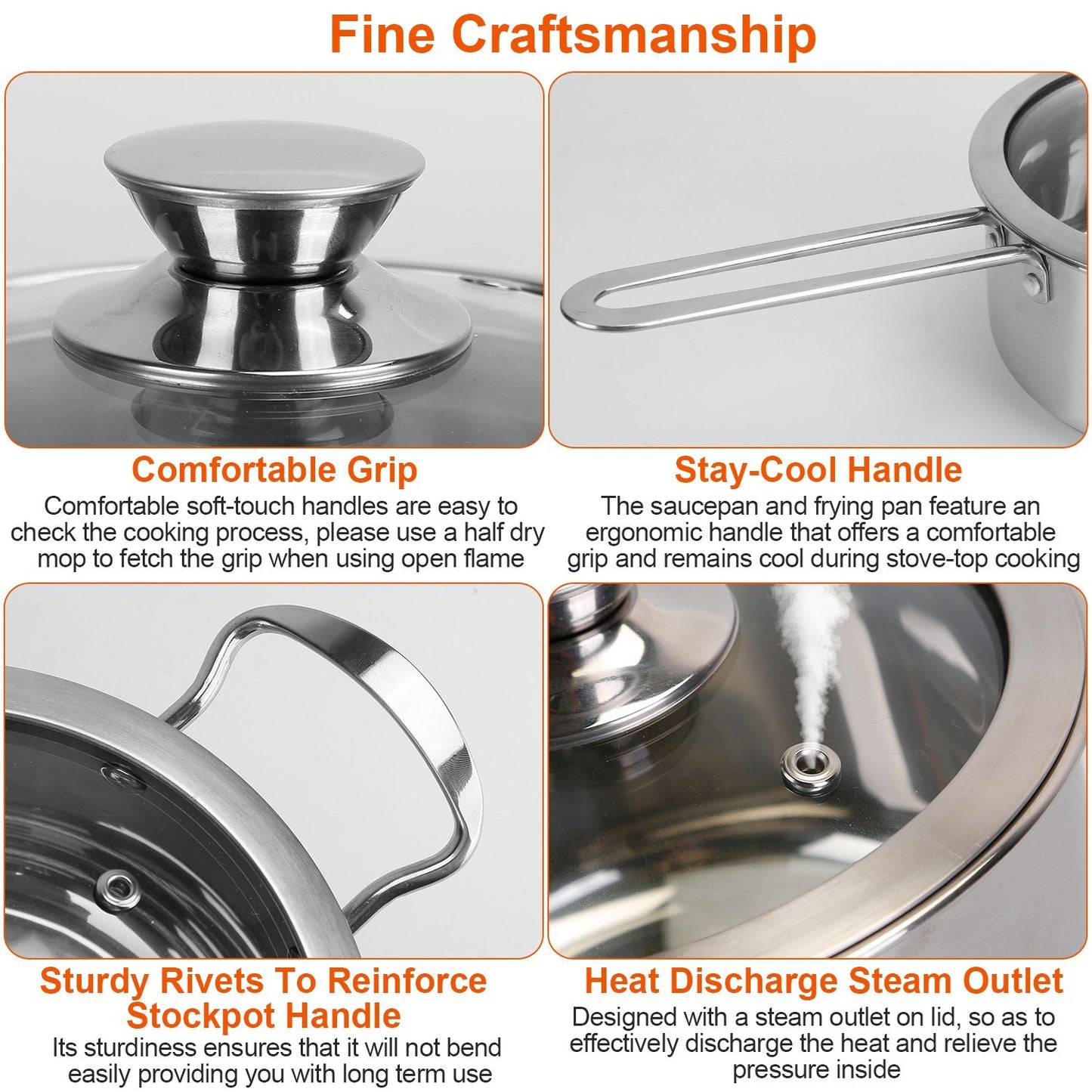 4Pcs Stainless Steel Cookware set