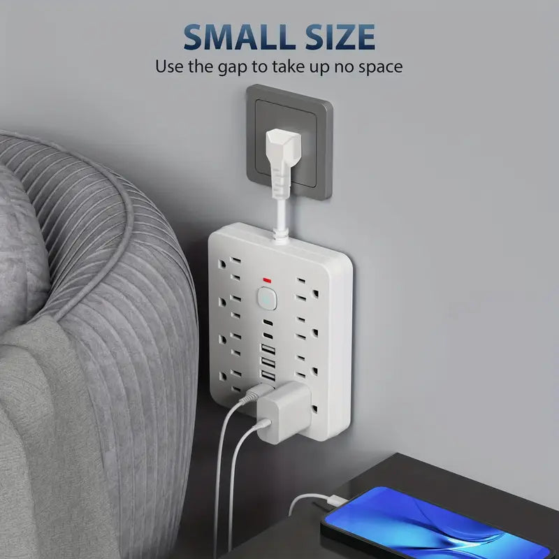 14-in-1 Power Strip Surge Protector with 8AC Outlets, 4USB & 2Type-C Ports