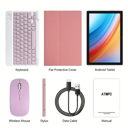 Tablet 10.1 Inch Android 14 OS Pad, 2in 1 Pad with Keyboard,