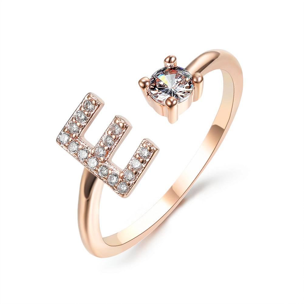 Design Adjustable 26 Initial Letter Ring Fashion Jewelry