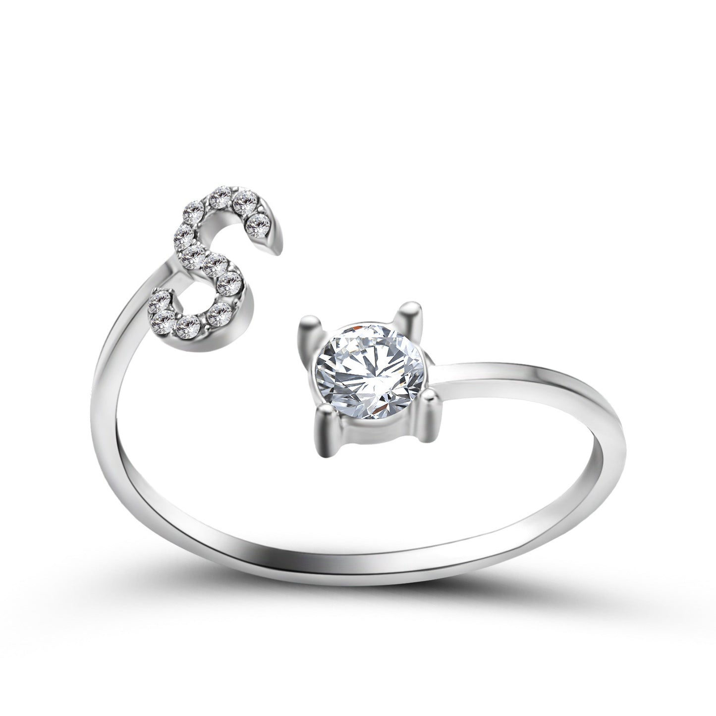 Design Adjustable 26 Initial Letter Ring Fashion Jewelry