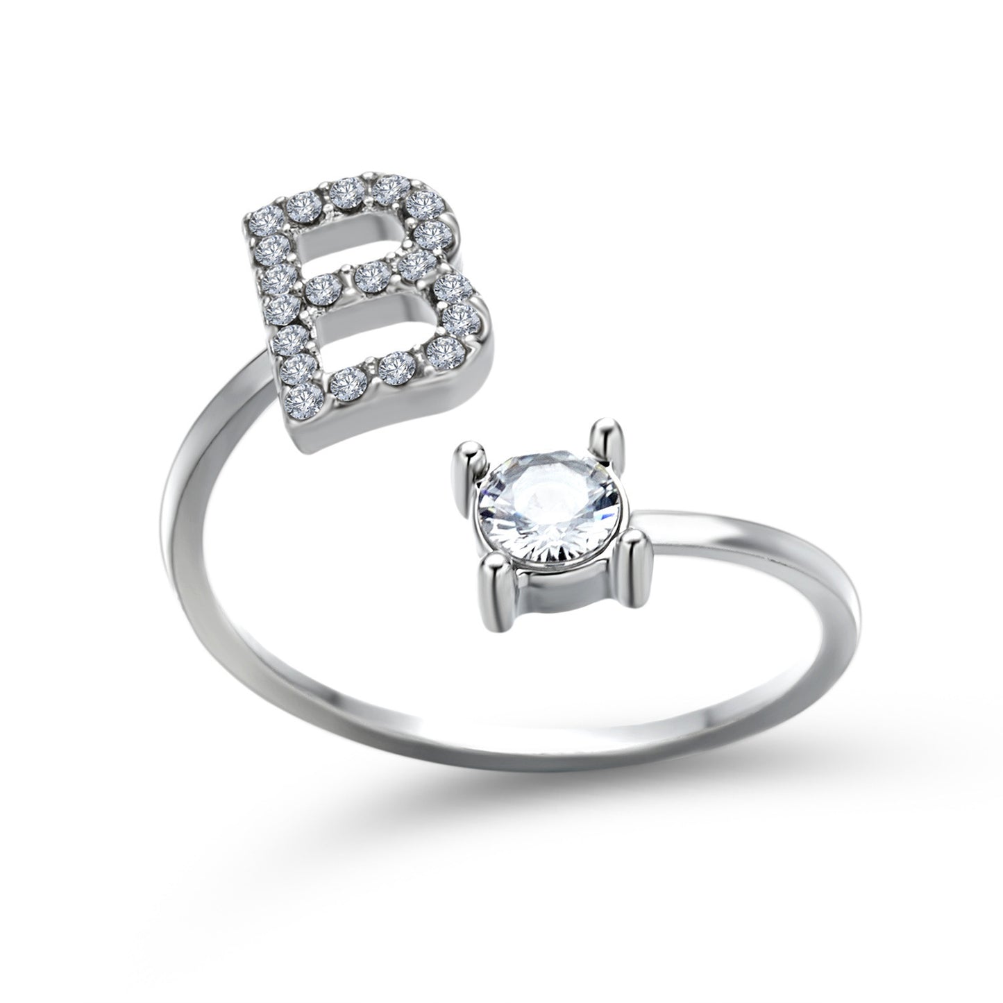 Design Adjustable 26 Initial Letter Ring Fashion Jewelry