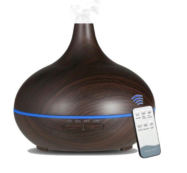 Full Wood Grain Remote Control Aromatherapy Humidifier Lamp