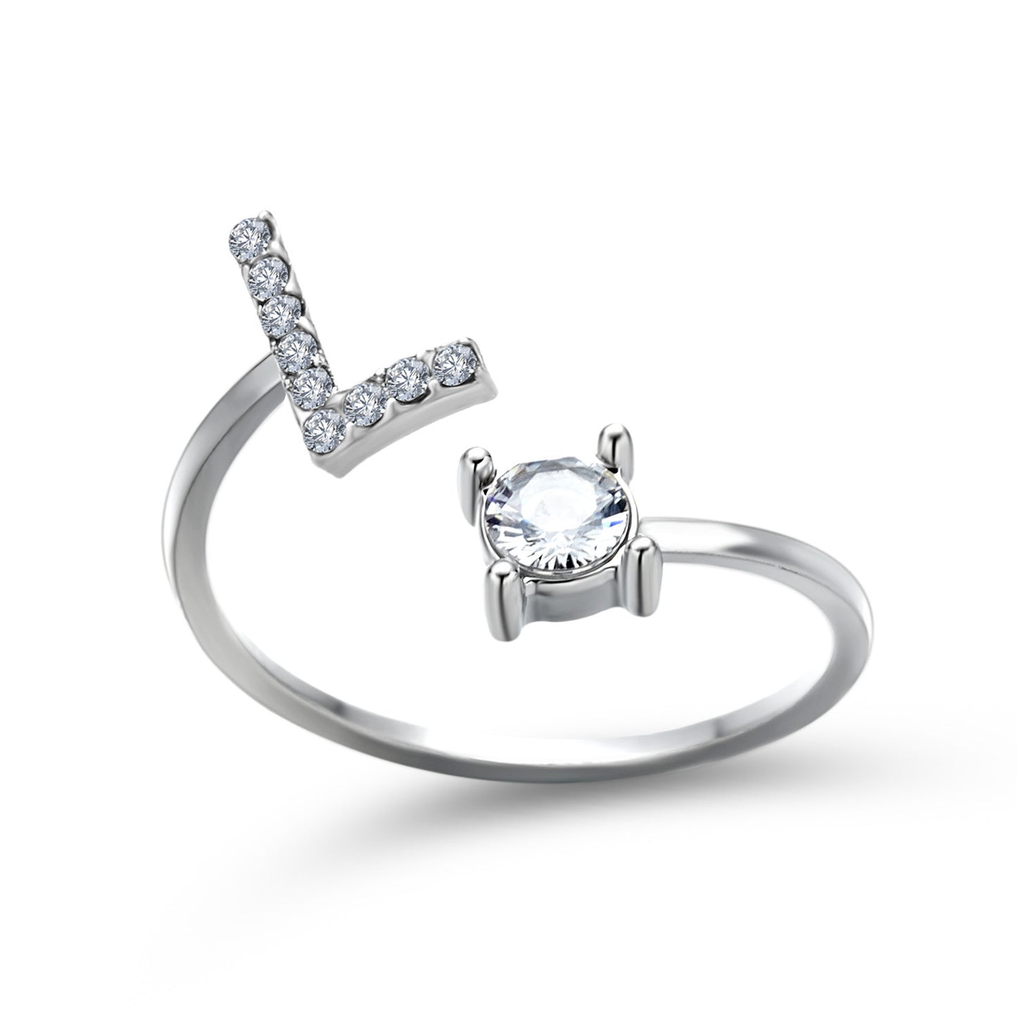 Design Adjustable 26 Initial Letter Ring Fashion Jewelry