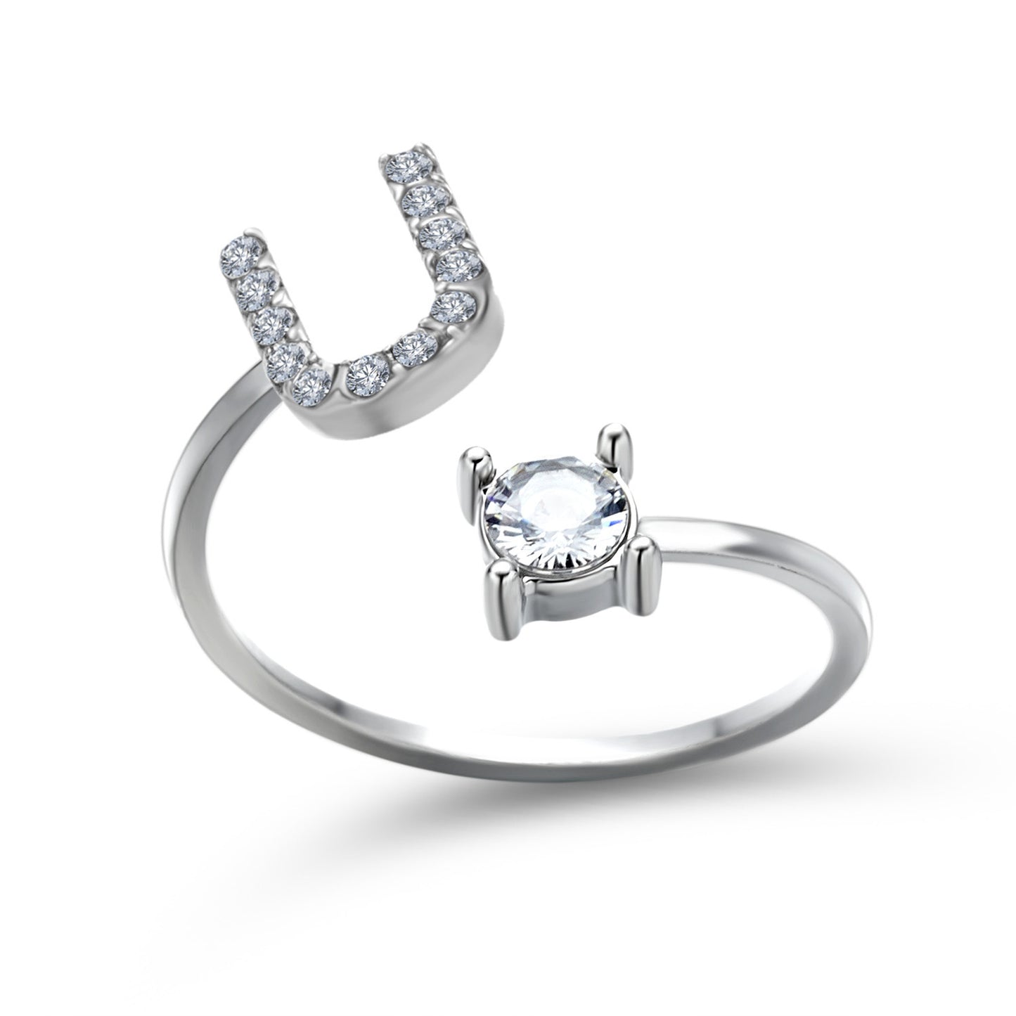 Design Adjustable 26 Initial Letter Ring Fashion Jewelry