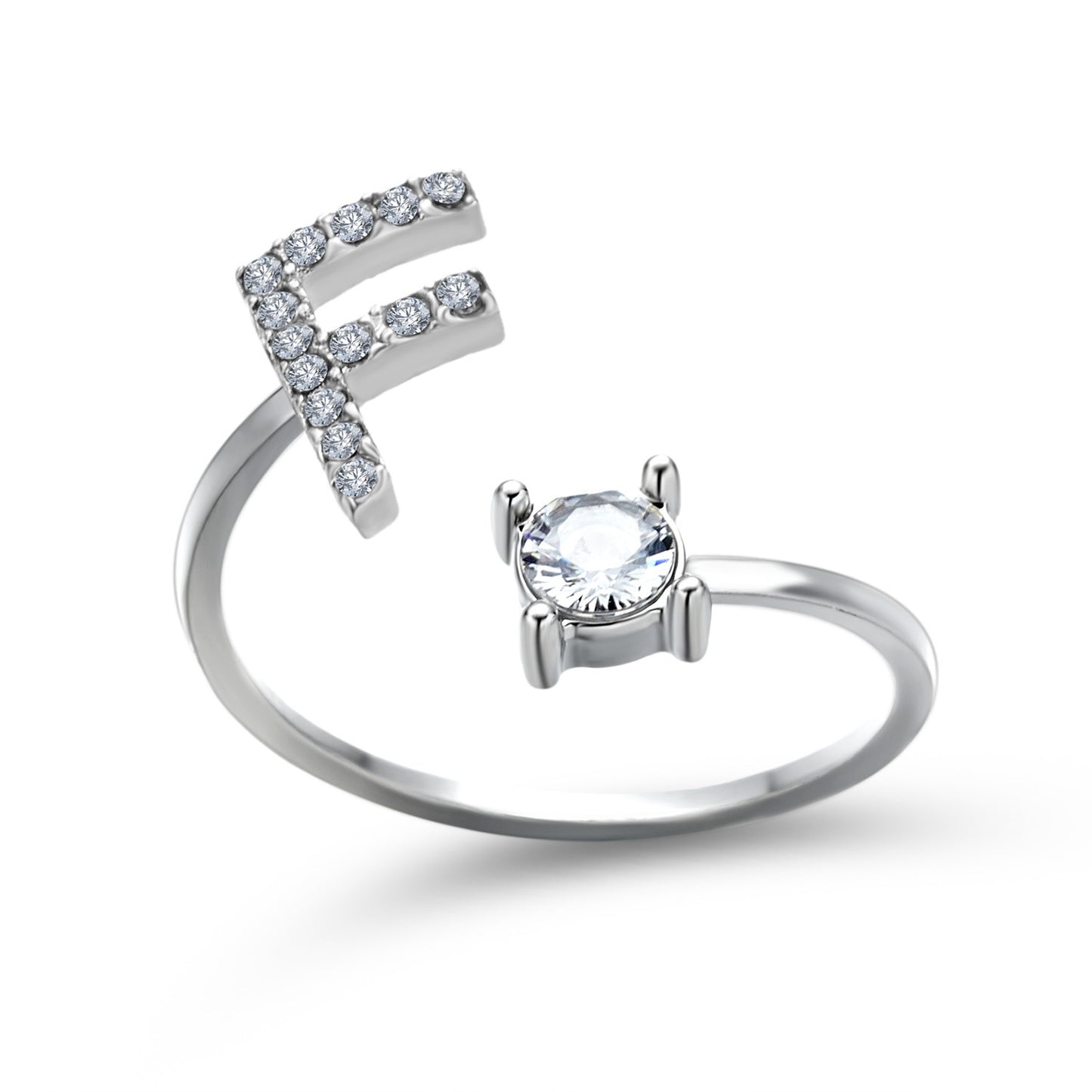 Design Adjustable 26 Initial Letter Ring Fashion Jewelry