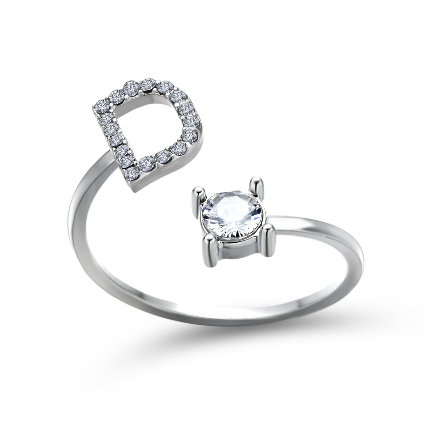 Design Adjustable 26 Initial Letter Ring Fashion Jewelry