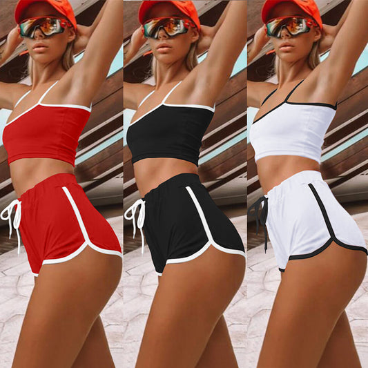 Sexy Two-Piece Suspender High-Waist Shorts Set