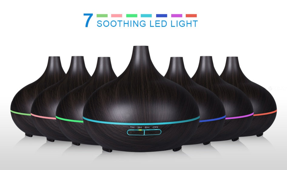Full Wood Grain Remote Control Aromatherapy Humidifier Lamp
