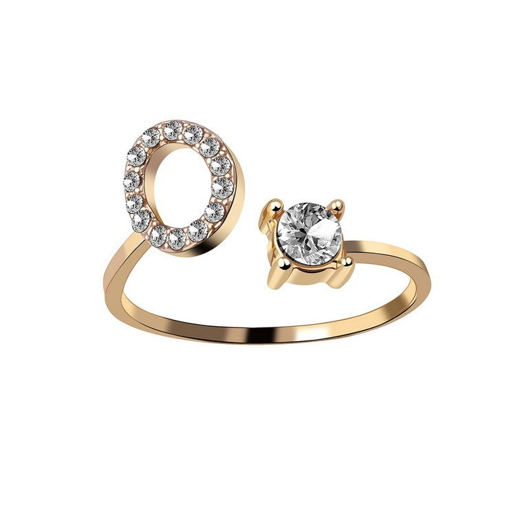 Design Adjustable 26 Initial Letter Ring Fashion Jewelry