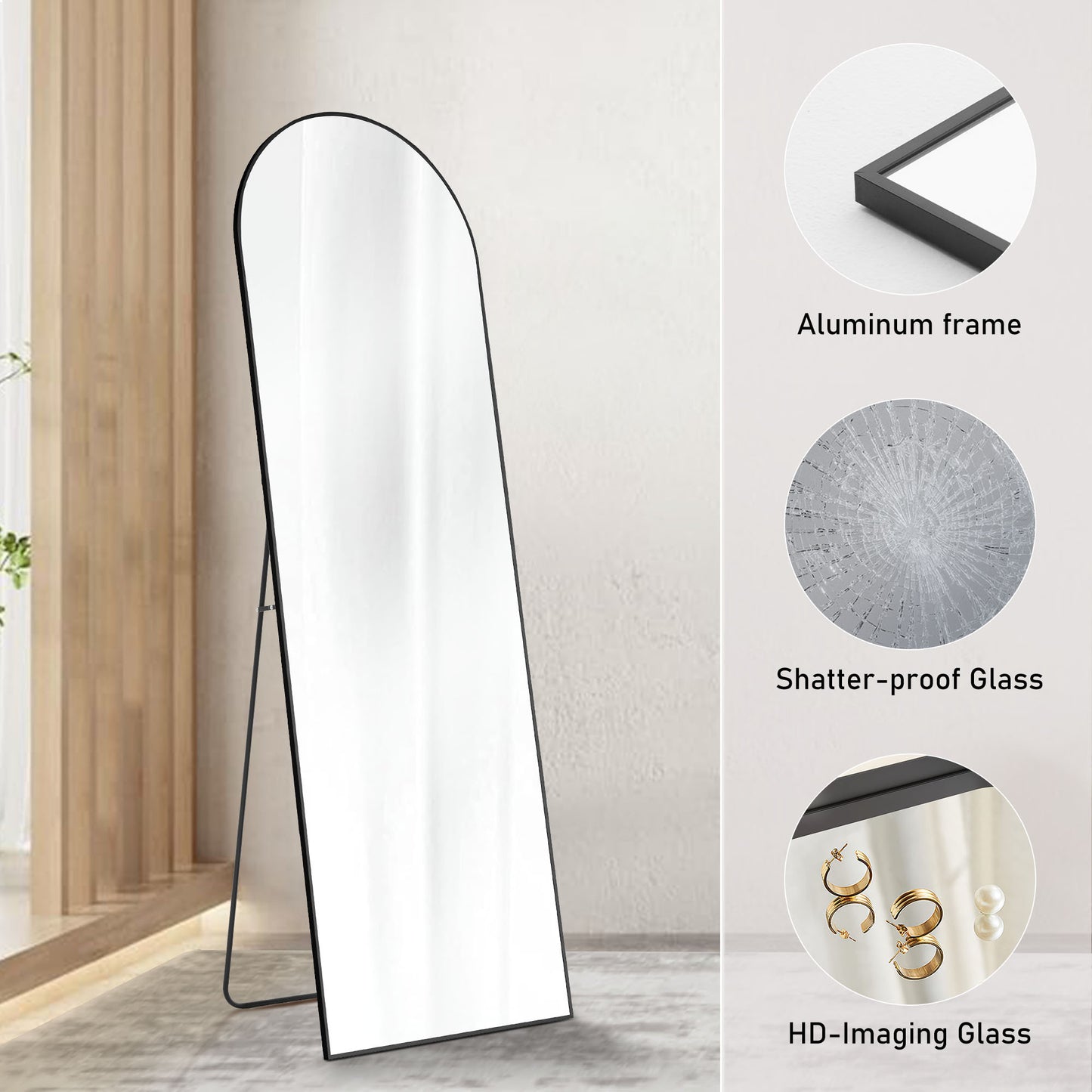 Wall Mirror With Stand Aluminum Alloy Thin Frame