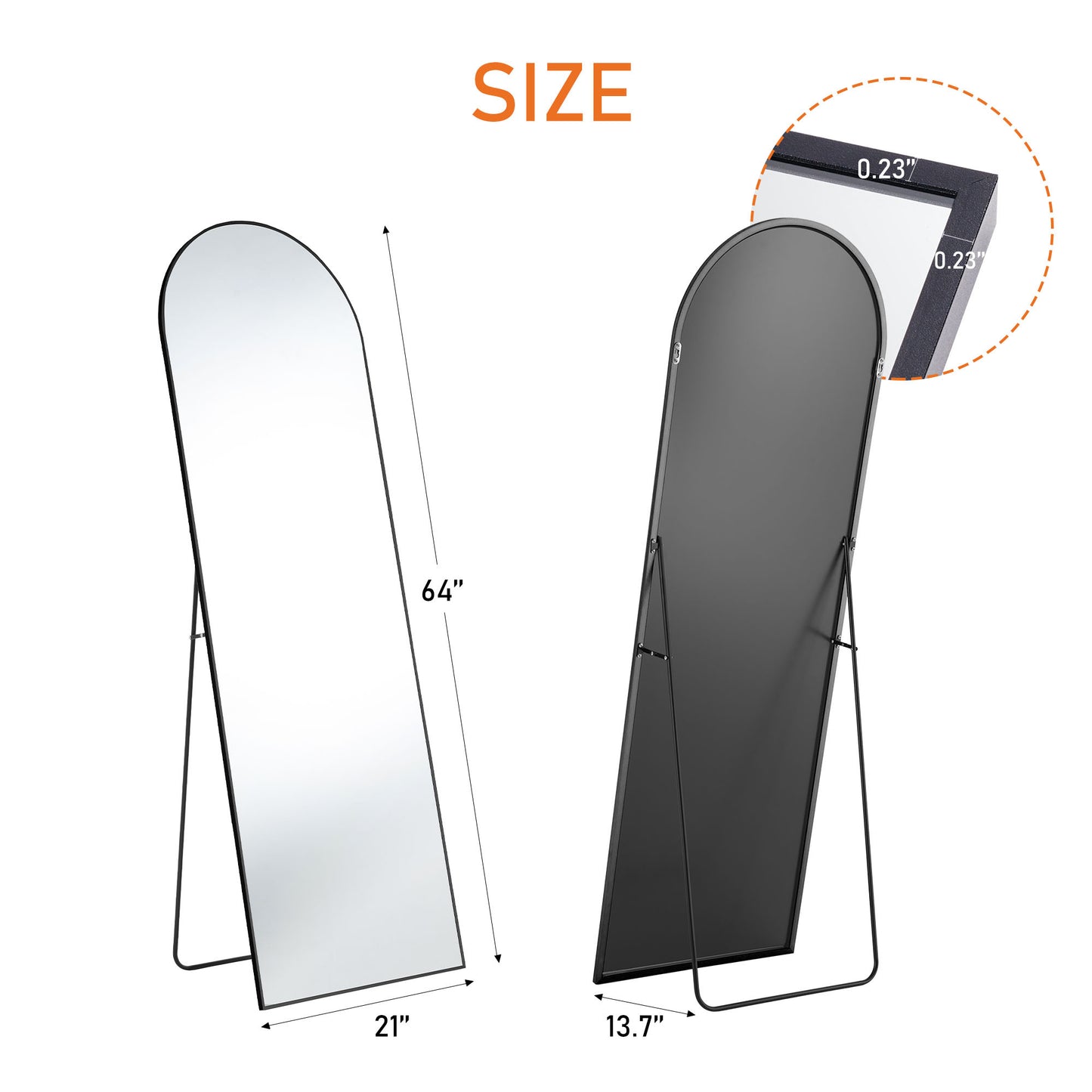 Wall Mirror With Stand Aluminum Alloy Thin Frame