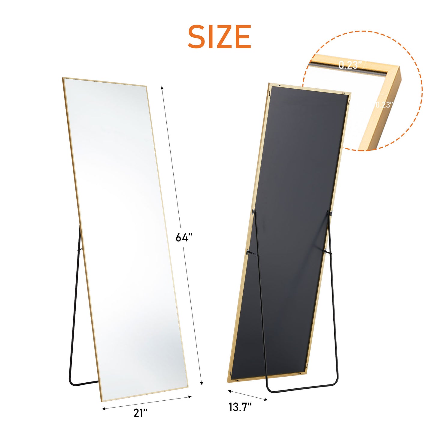 Wall Mirror With Stand Aluminum Alloy Thin Frame