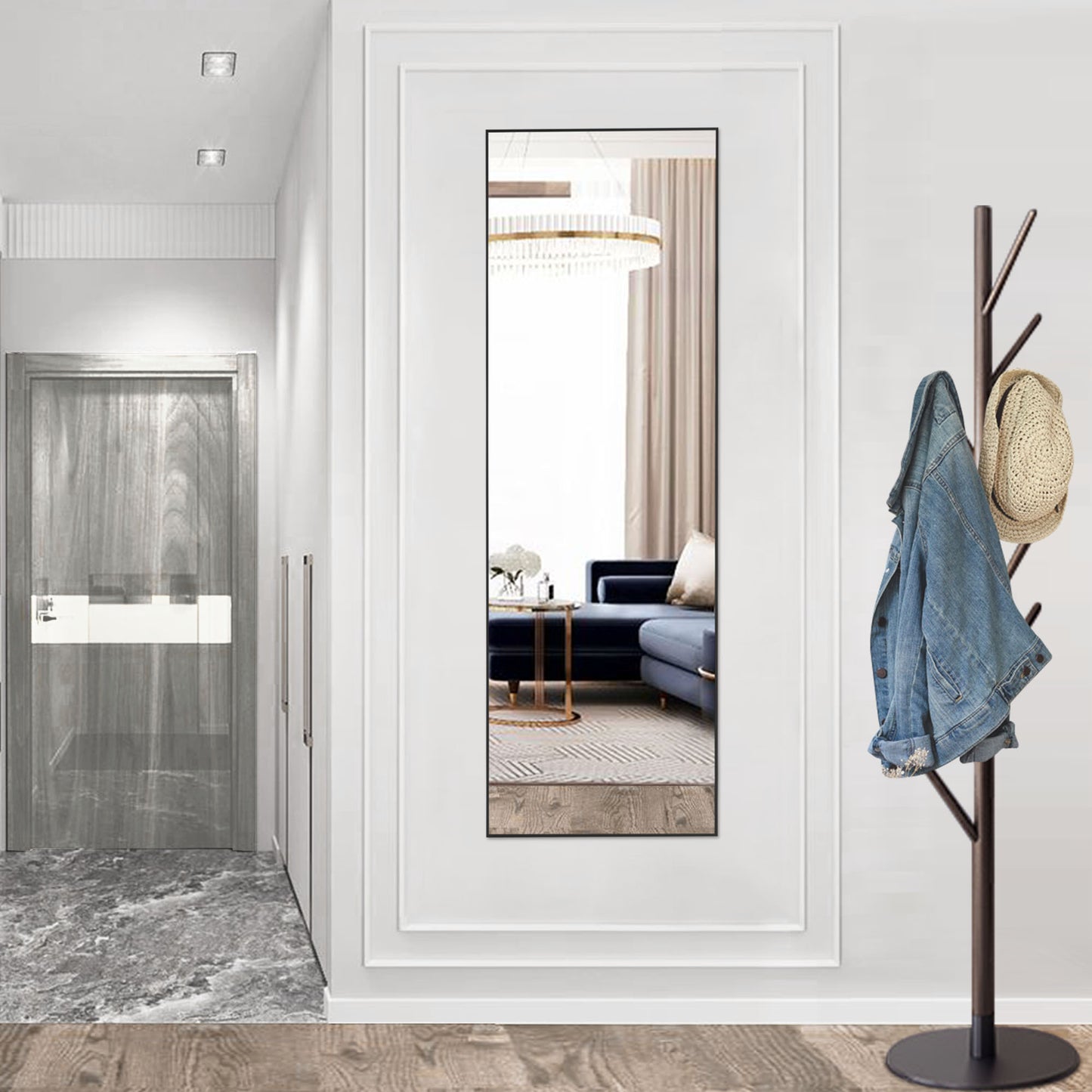 Wall Mirror With Stand Aluminum Alloy Thin Frame
