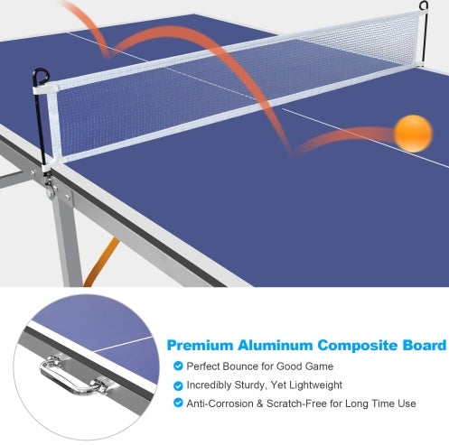6ft Mid-Size Table Tennis Table Foldable