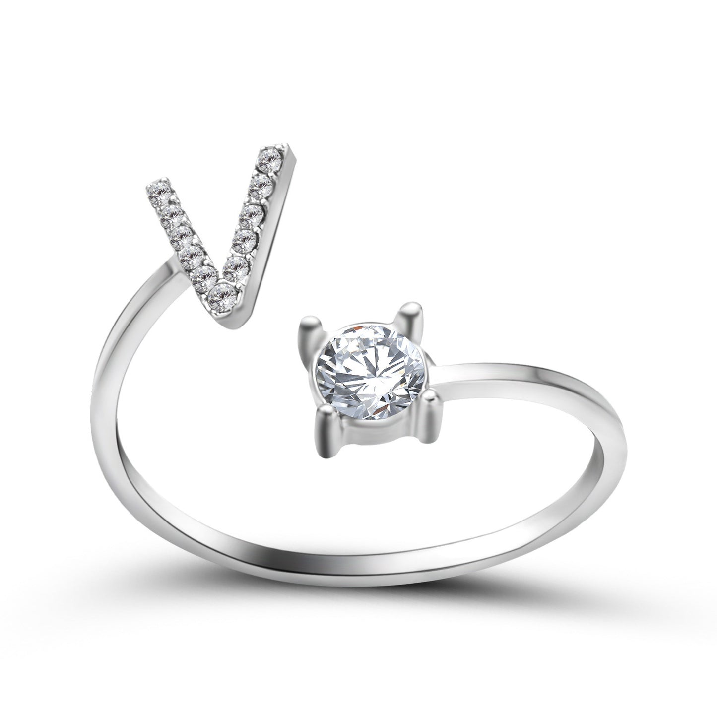 Design Adjustable 26 Initial Letter Ring Fashion Jewelry