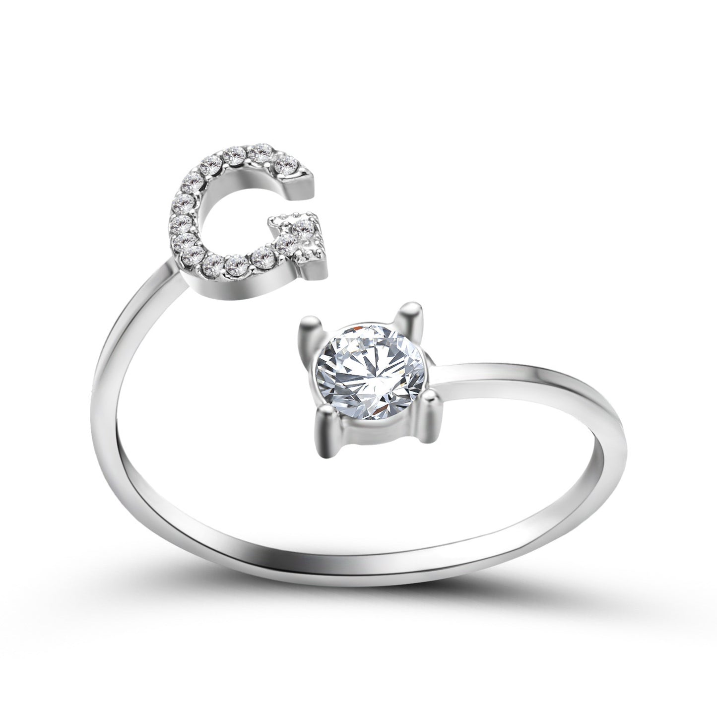 Design Adjustable 26 Initial Letter Ring Fashion Jewelry