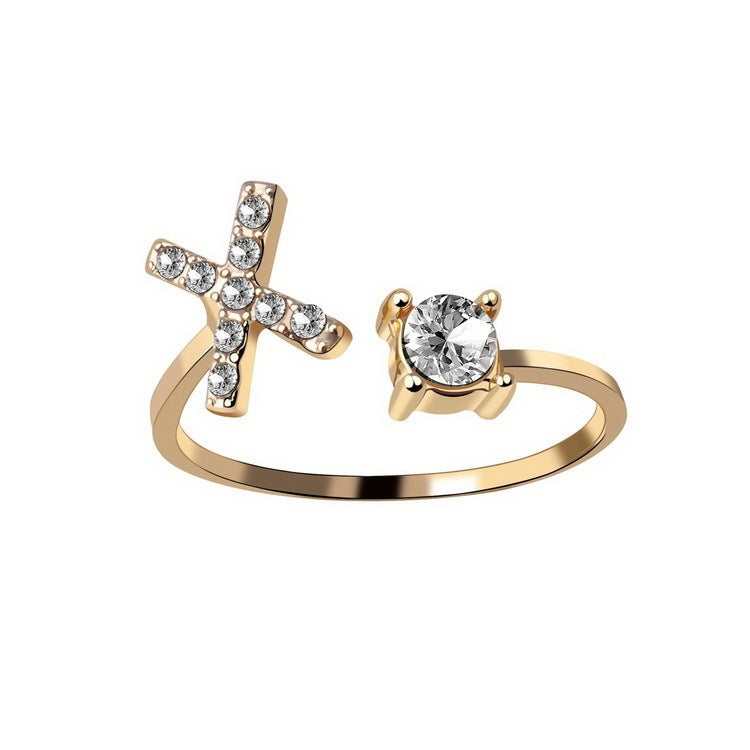 Design Adjustable 26 Initial Letter Ring Fashion Jewelry