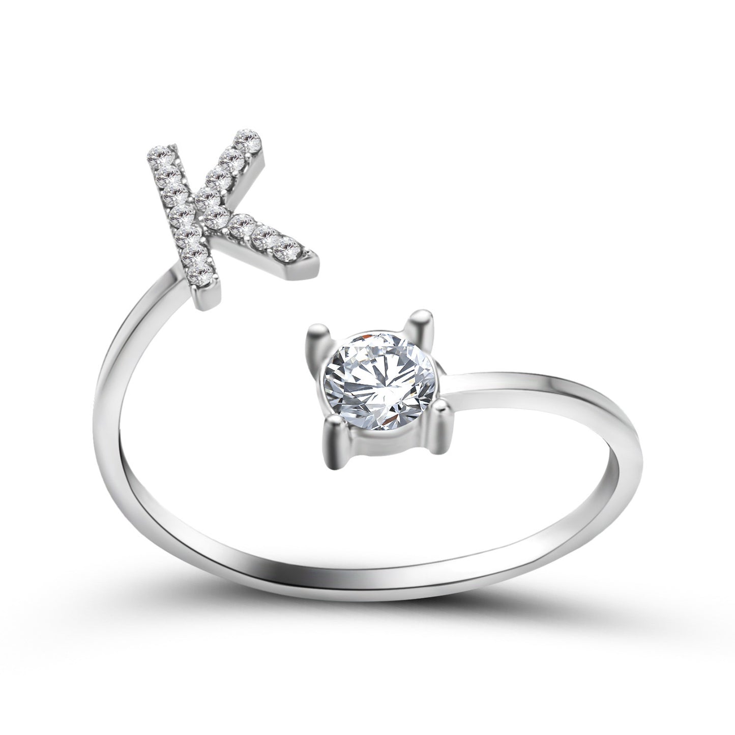 Design Adjustable 26 Initial Letter Ring Fashion Jewelry