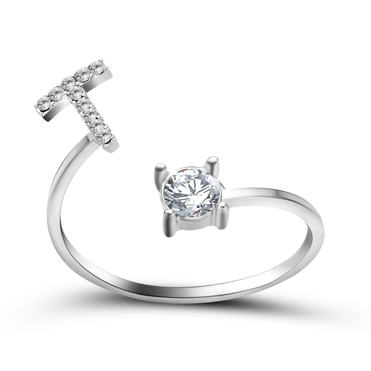 Design Adjustable 26 Initial Letter Ring Fashion Jewelry