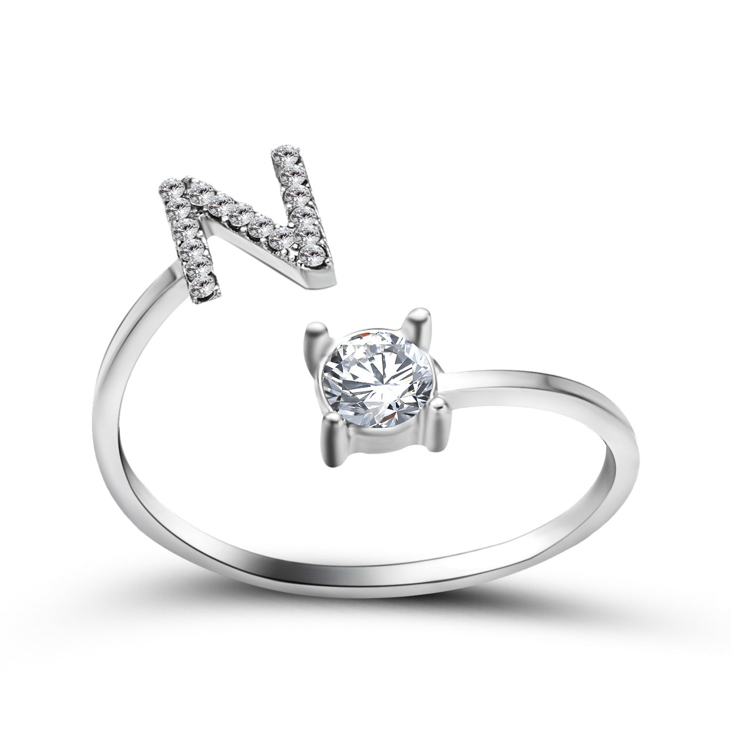 Design Adjustable 26 Initial Letter Ring Fashion Jewelry
