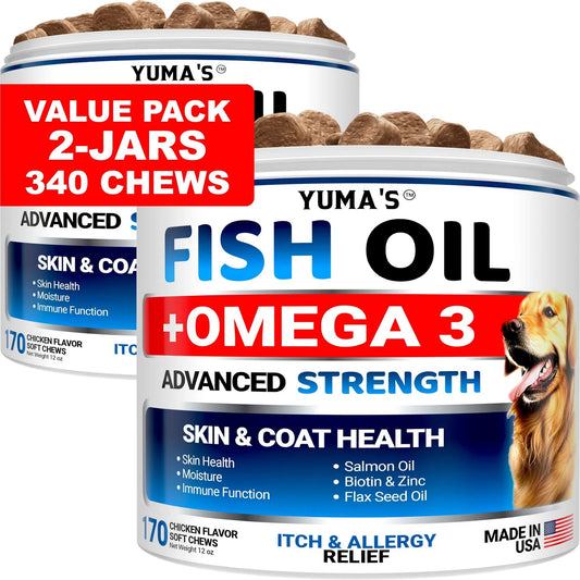 2 Pack Omega 3 Fish Oil For Dogs Skin And Coat Supplement Dry & Itchy Skin Relief
