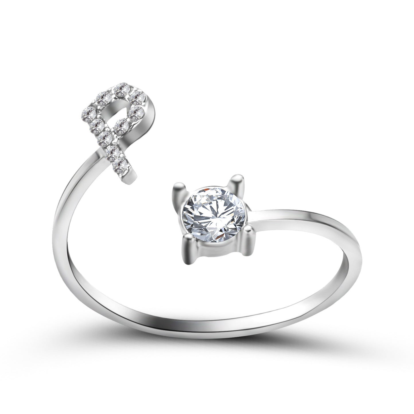 Design Adjustable 26 Initial Letter Ring Fashion Jewelry