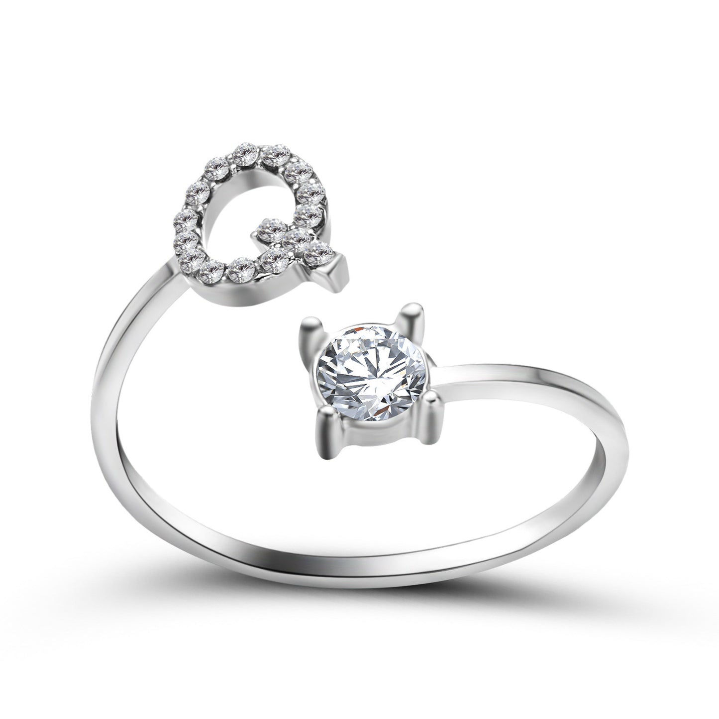 Design Adjustable 26 Initial Letter Ring Fashion Jewelry