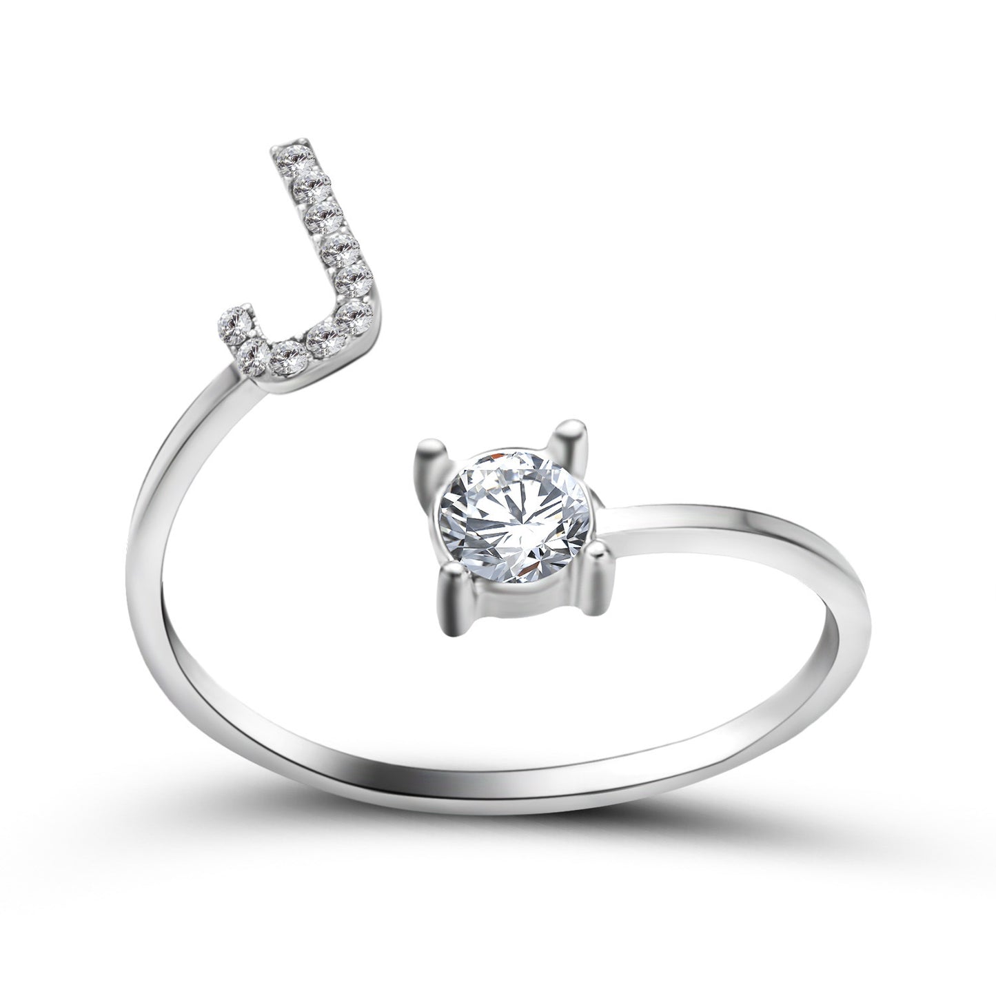 Design Adjustable 26 Initial Letter Ring Fashion Jewelry