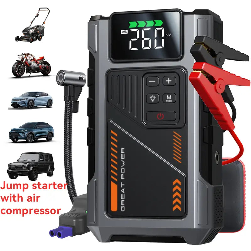 3500A Portable Wireless Car Air Compressor Jump Starter with Air Compressor, Battery Jump Starter Portable Peak