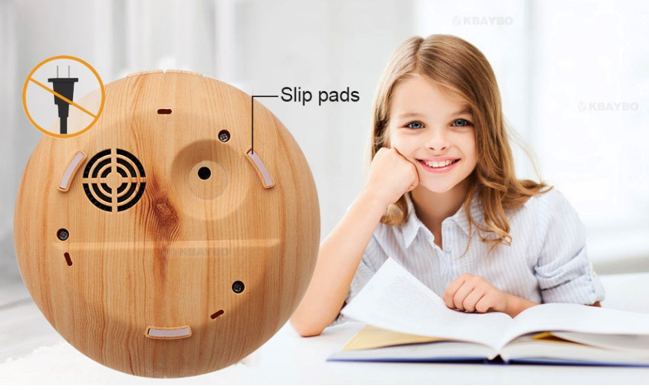 Full Wood Grain Remote Control Aromatherapy Humidifier Lamp