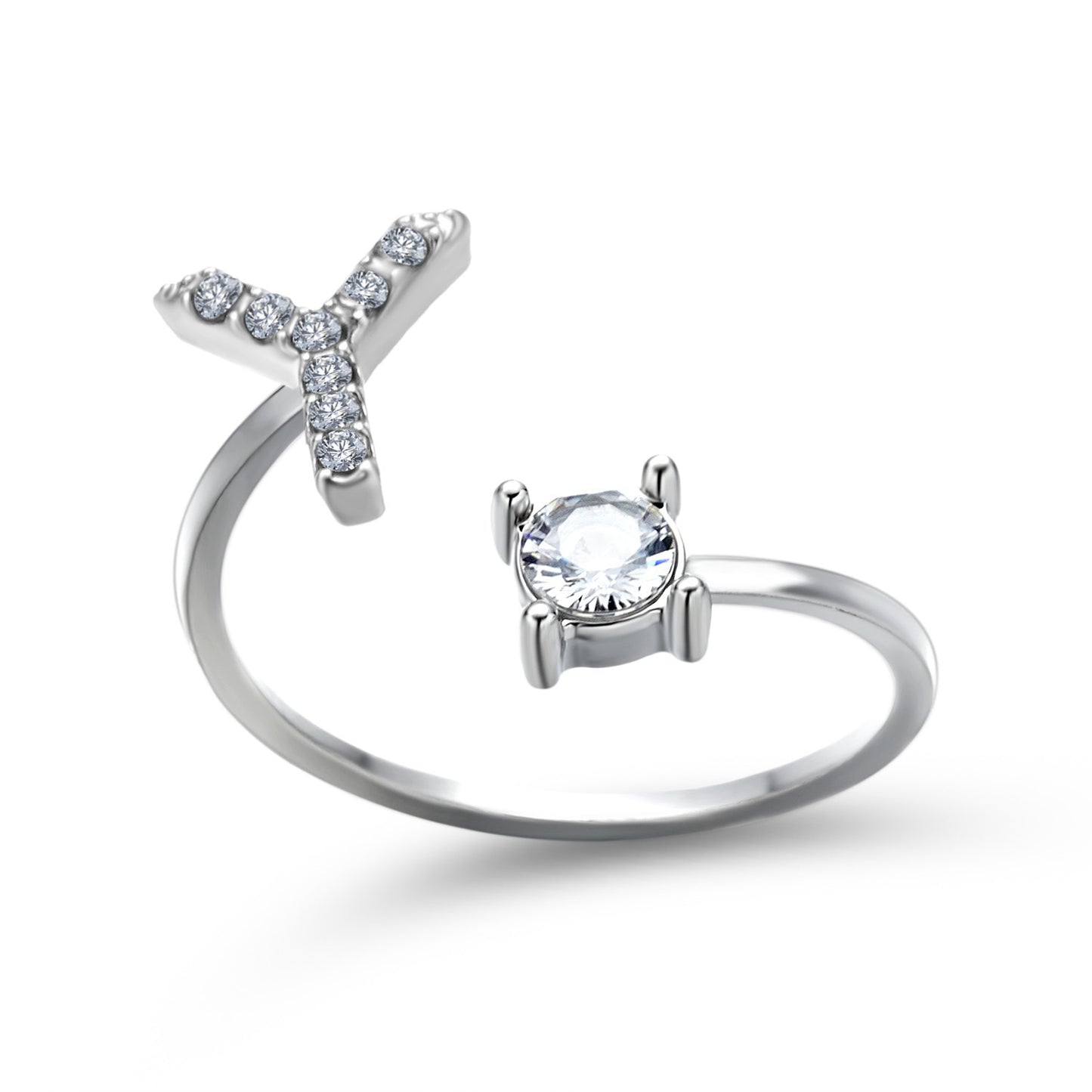 Design Adjustable 26 Initial Letter Ring Fashion Jewelry