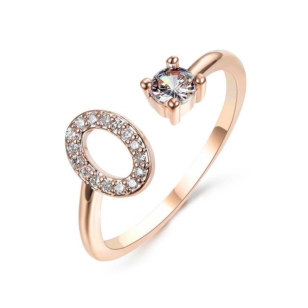Design Adjustable 26 Initial Letter Ring Fashion Jewelry