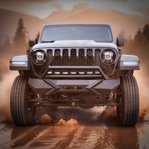 X Style Front Bumper With Winch Plate Compatible With Wrangler JK 2007-2018 JL 2018
